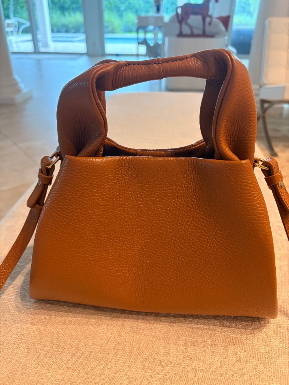 Quince NEW saddle color leather crossbody